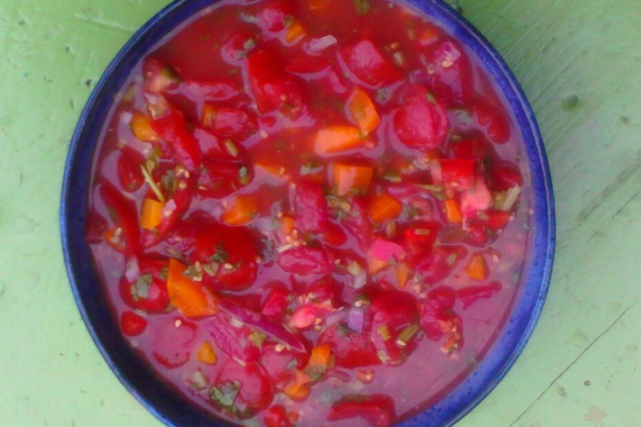 Salsa in a blue bowl