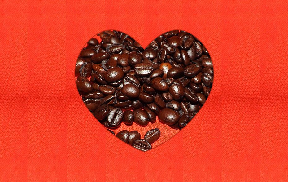 Coffee beans in a heart shape