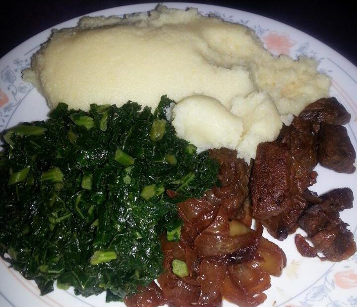 Sadza kale and stew