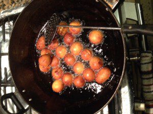 Frying Gulab Jamun