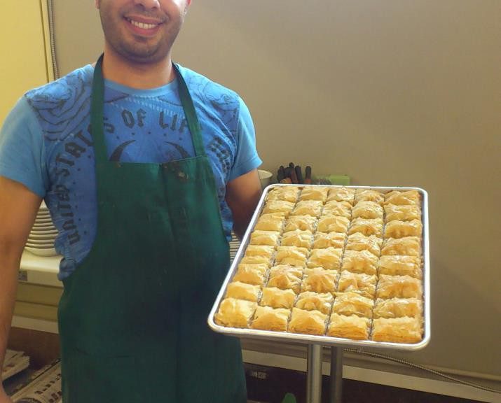 Chef Mohammad with baklava