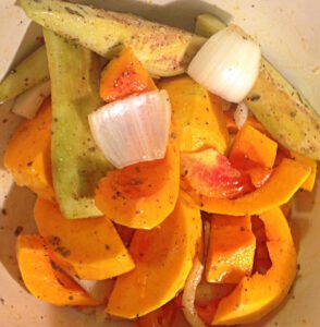 Veggies prepared for roasting