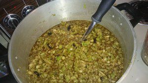 A pot of green tomato mincemeat