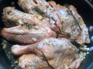 duck confit preparation removed from brine