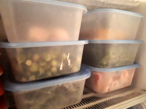 Trays of vegetables