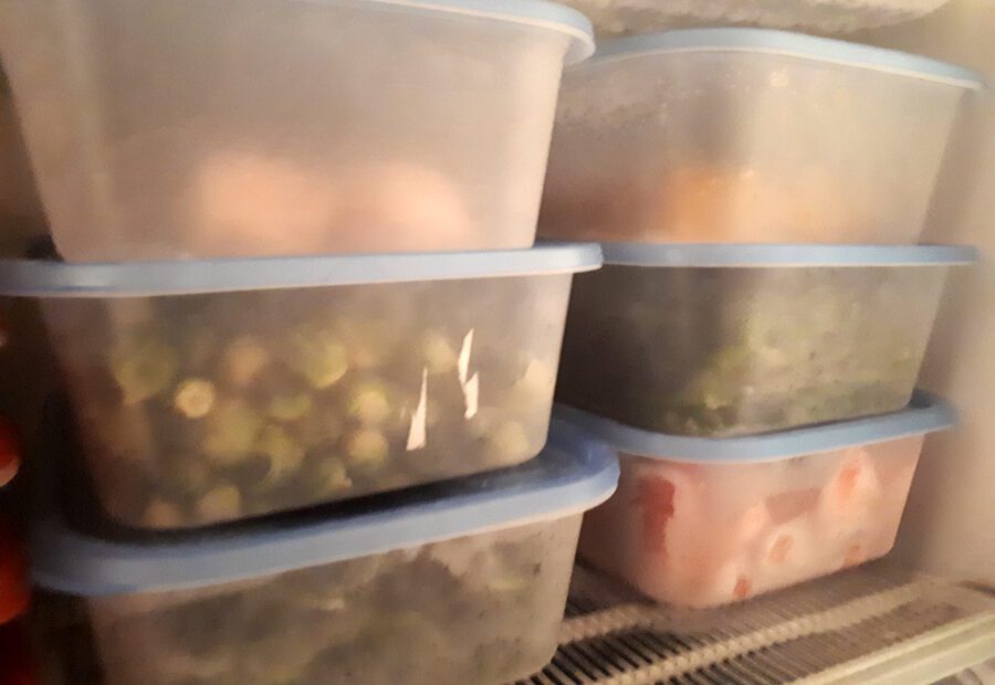 Trays of vegetables