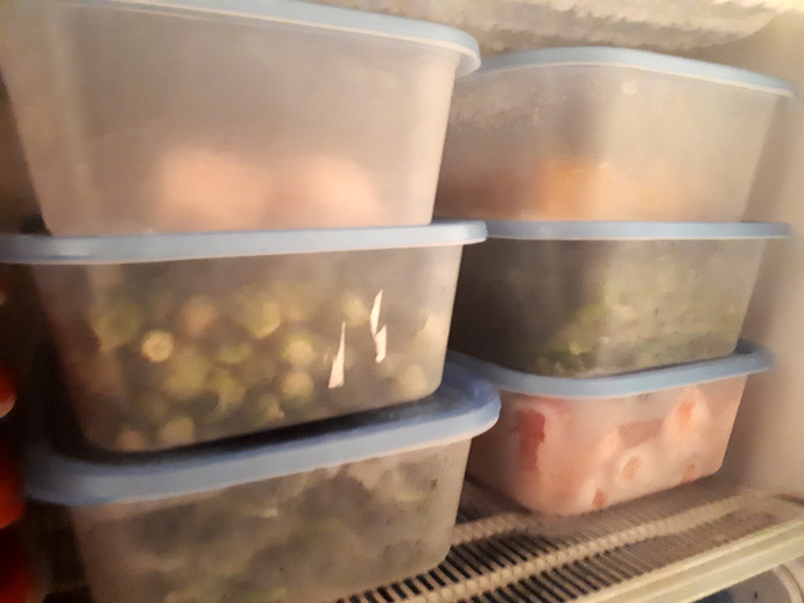 Trays of vegetables