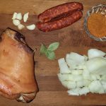 Ingredients before cooking for Sopa de Garbanzo