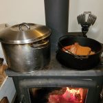 Sopa de Garbanzo cooking on the stove