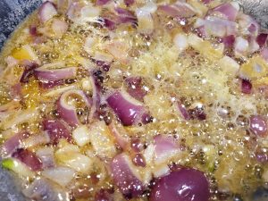 Frying onions