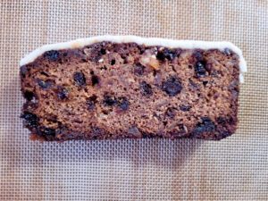 Fruitcake slice with marzipan