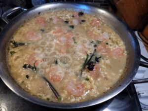 Spot Prawn Risotto almost done