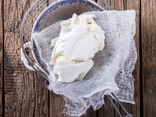 Homemade ricotta cheese.