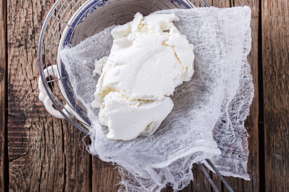 Homemade ricotta cheese.