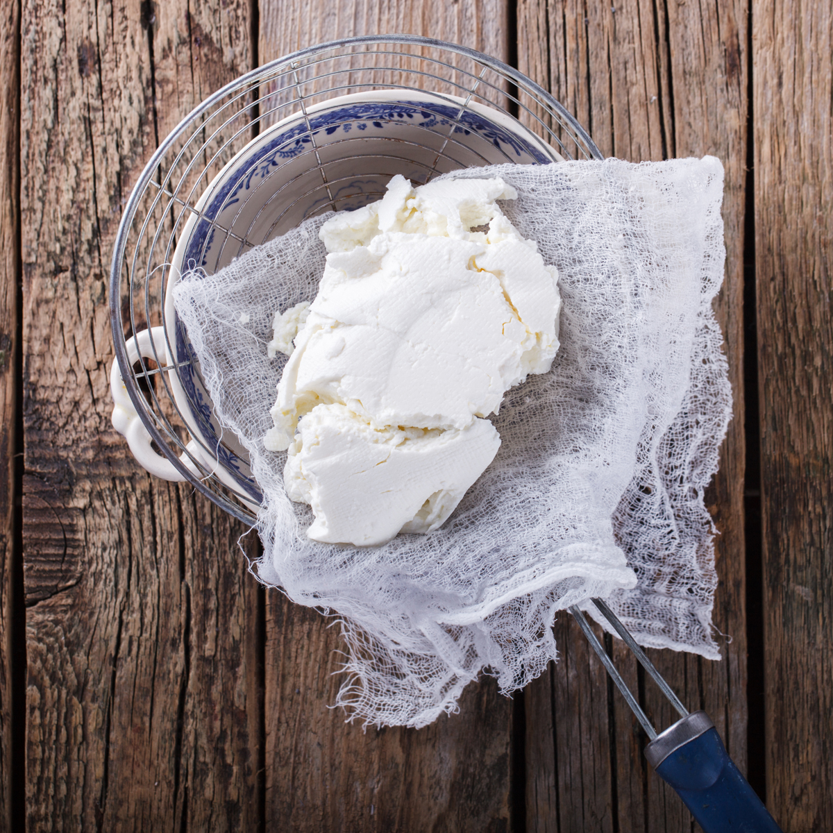 Homemade ricotta cheese.