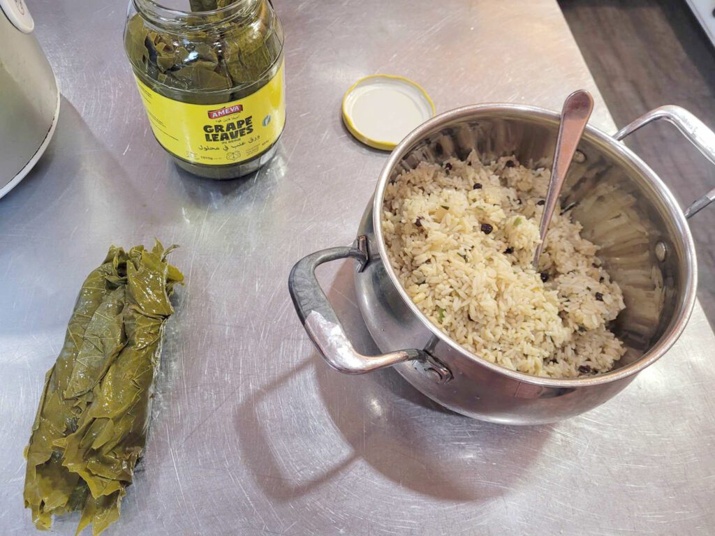 Blended rice and grape leaves